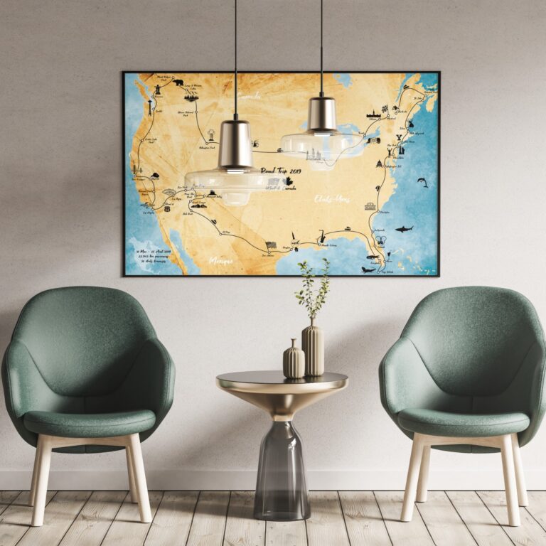 Carte de voyage personnalisée Graphitour – Carte road trip souvenir