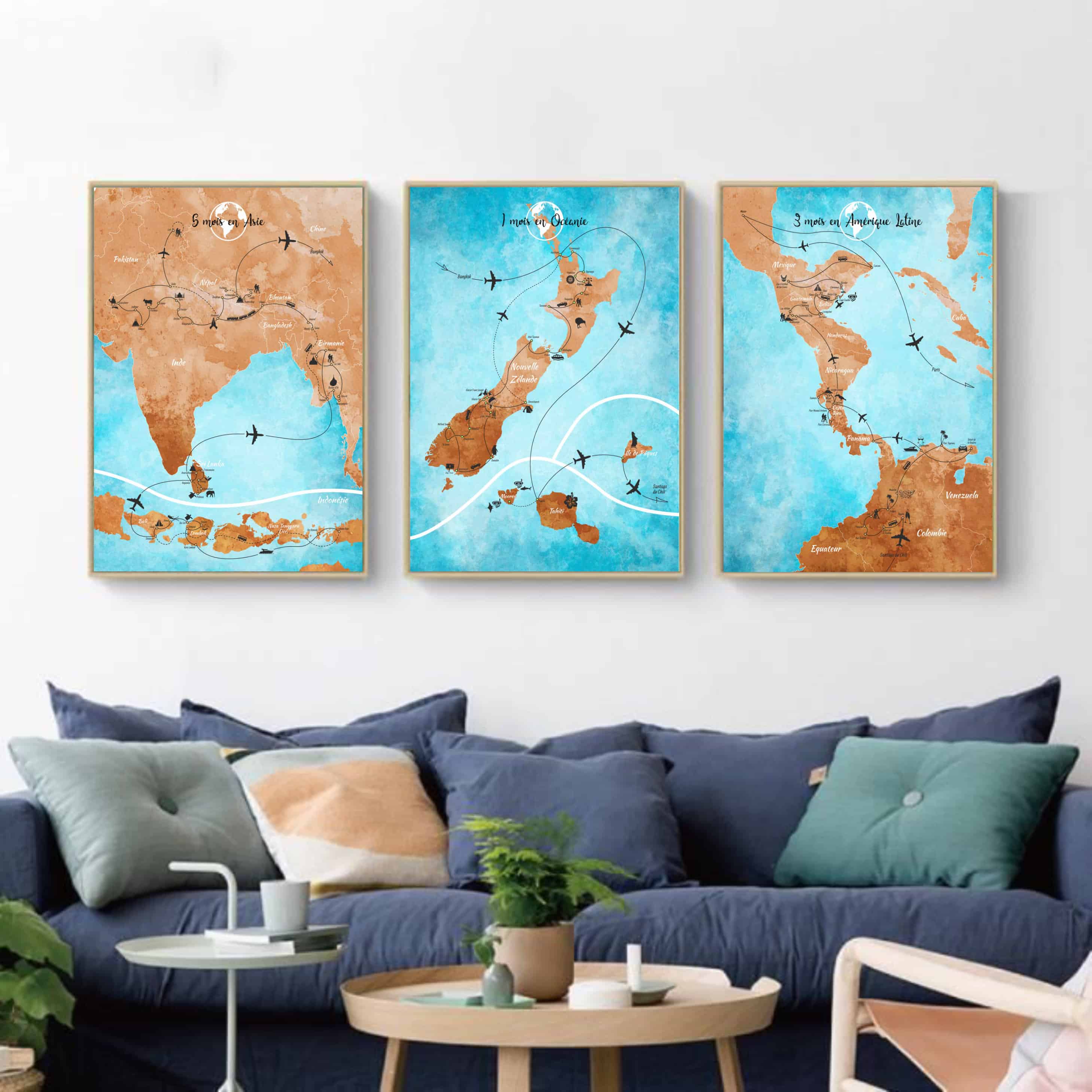 Mappemonde personnalisée dans un intérieur