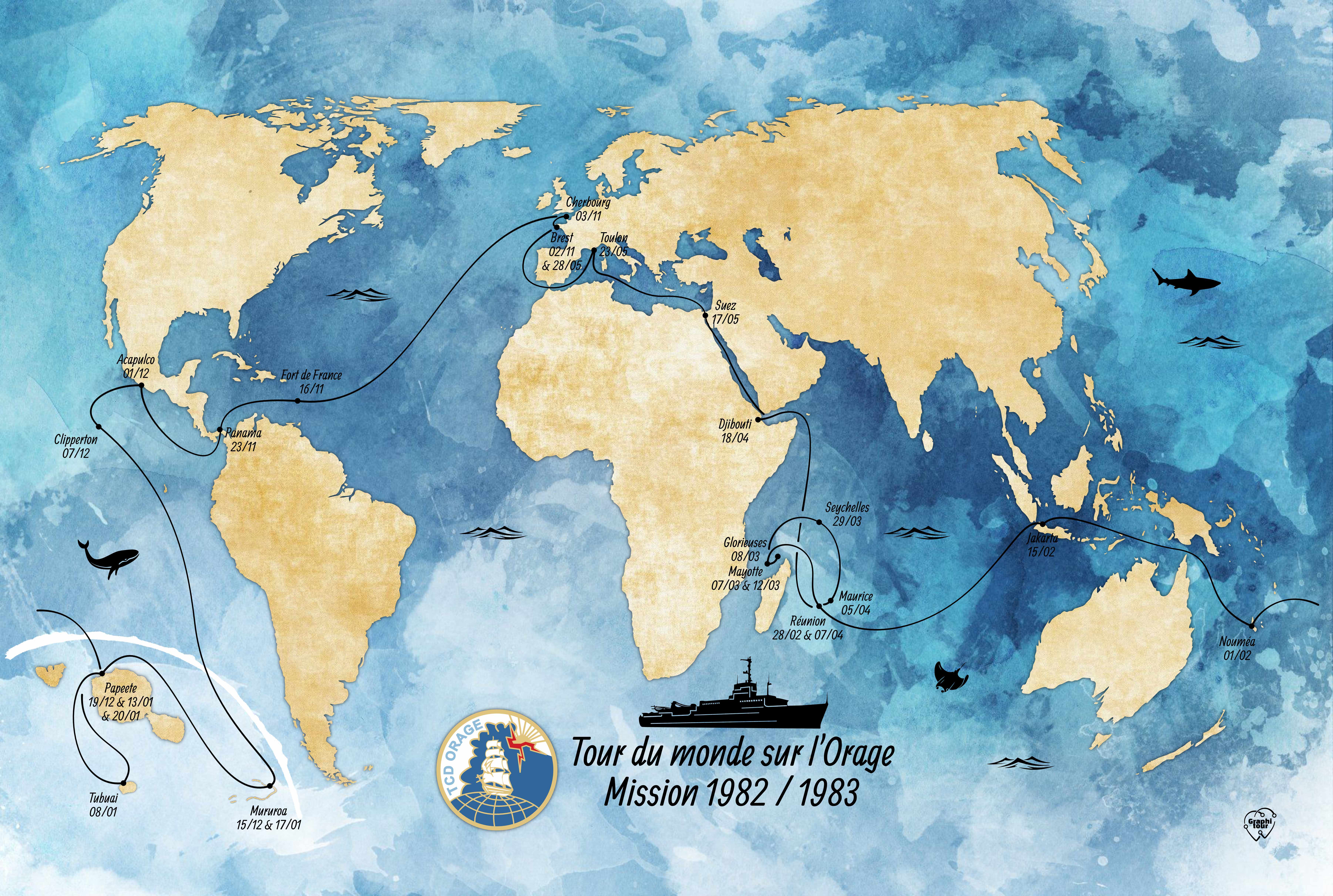 Tour du monde d'un officier de marine dans les années 80