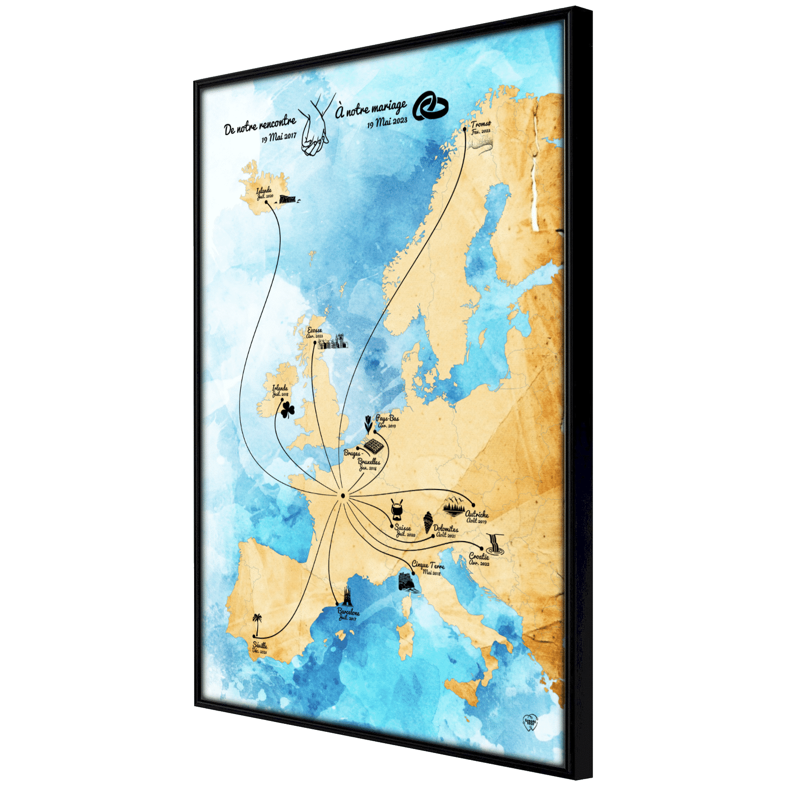 Carte map personnalisée parcours de vie